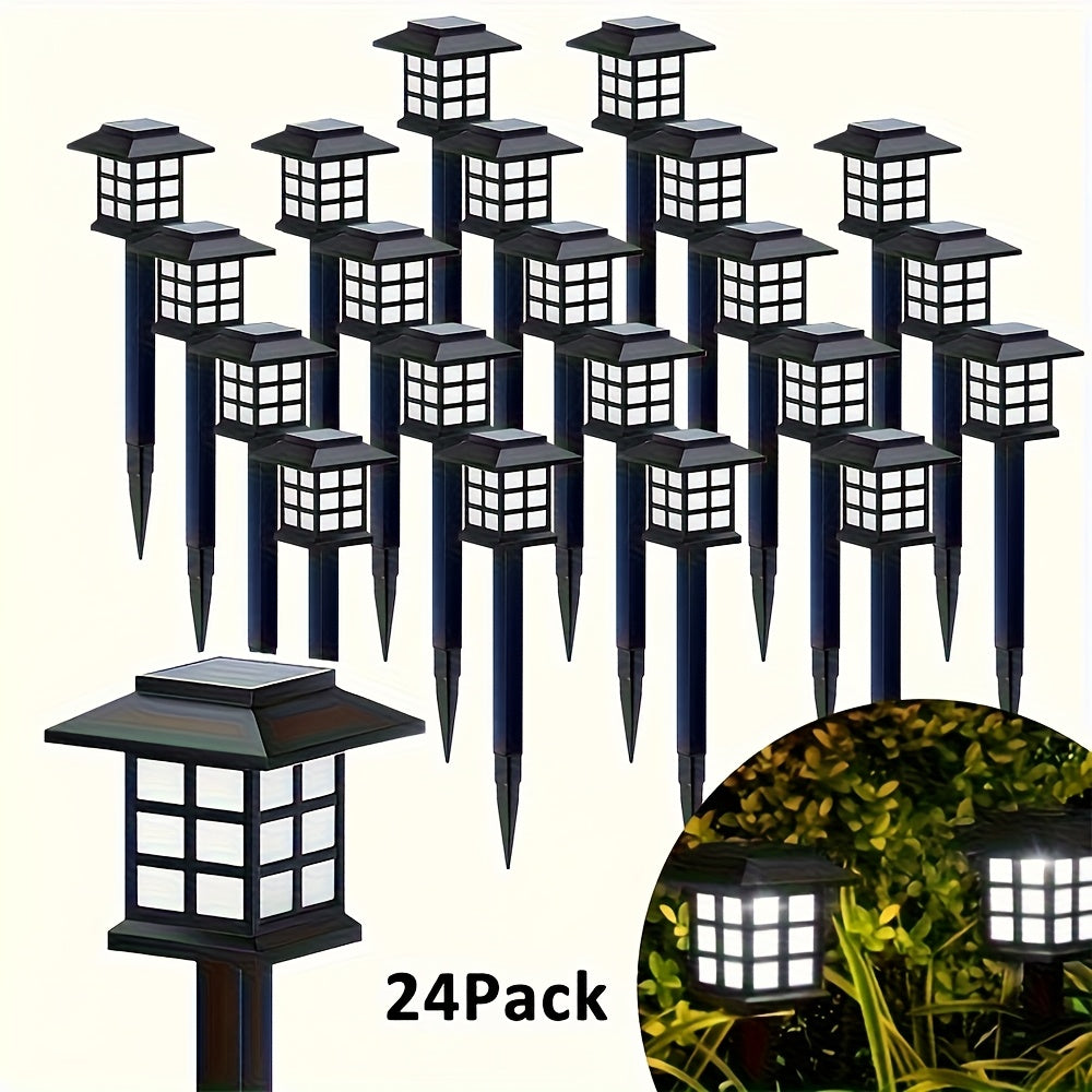 Solar Outdoor Garden Lights 6/12/24 Pack IP44 Waterproof | Warm White & Colorful LED Landscape Pathway Lights for Yard, Courtyard, Patio, Holiday Decoration – Auto On/Off