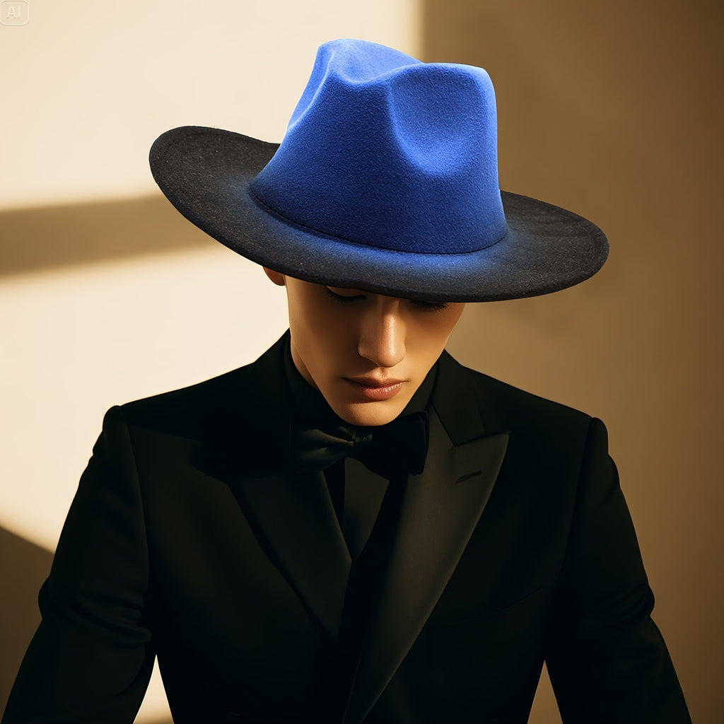 Wide Brim Fedora Hat for Women and Men, Two-Tone Gradient Jazz Panama Cap, Unisex Classic Fashion Hat, Multiple Colors
