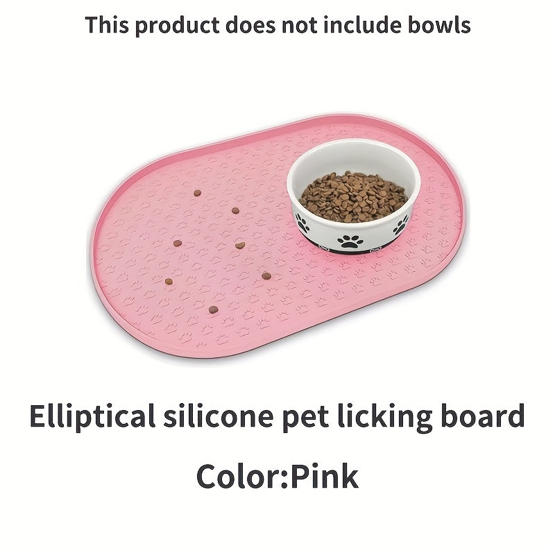 Silicone Pet Feeding Mat - Non-Slip Waterproof Oval Dog & Cat Food Mat, Easy to Clean Odorless Placemat for Pet Bowls, 6 Colors Available - Keeps Floors Clean During Mealtime