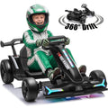 24V Electric Kids Go-Kart Drift Cart, 360 Degree Drift Mode, High Speed Racing with Soft Start, Music, Safety Belt, Metal Frame, Dual Brake for Boys Girls Ages 6 and Up, Birthday Christmas Gift, Black White Red Orange Silver