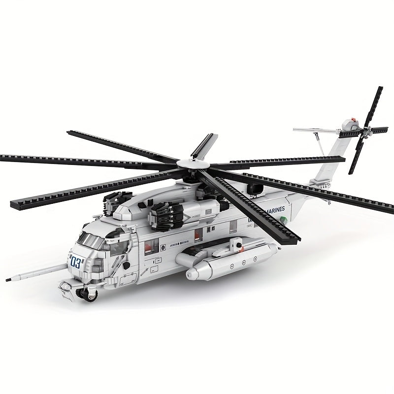 Helicopter Model Building Blocks Kit, Advanced Collectible Military Aircraft Toy for Adults and Teens 14+, ABS Bricks Assembly Set, Home Office Display, STEM Gift