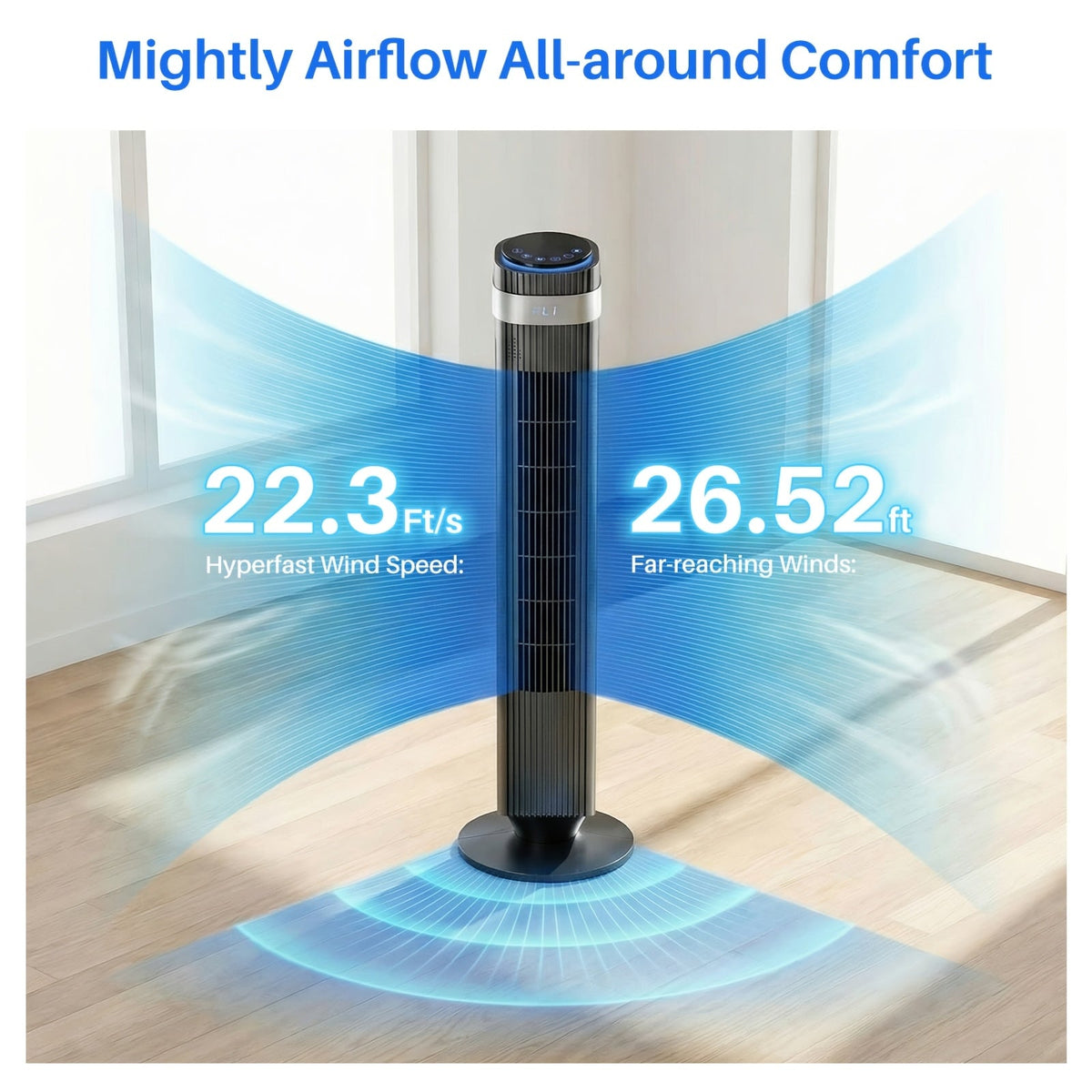 36-Inch Bladeless Tower Fan with Remote Control 5 Speed Settings 4 Modes Ultra Quiet 28dB 12H Timer Oscillating Portable Floor Fan for Home Bedroom & Office – Black or White