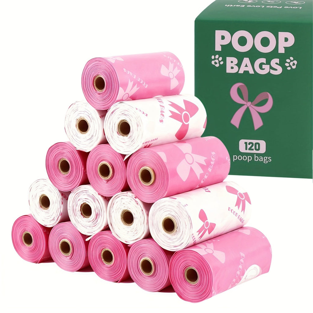 Dog Poop Bags 120 Count 8 Rolls - Ultra-Thick Leak-Proof Pet Waste Bags with Odor Control & Beautiful Pattern, Durable Dog Cleanup Bags for Large, Medium & Small Dogs, Perfect Pet Gift for Dog Lovers