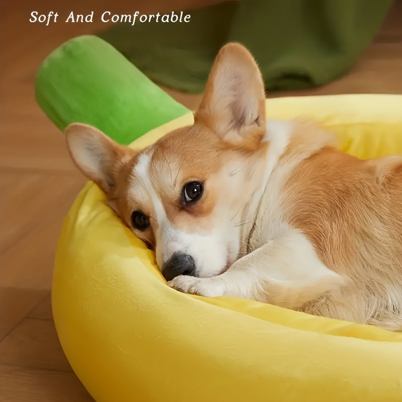 Banana Boat Pet Bed Washable Warm Cozy Nest for Cats and Dogs, Cute Banana Shape, Removable and Machine Washable, Sizes M, L, XL, 2XL for Small and Medium Pets