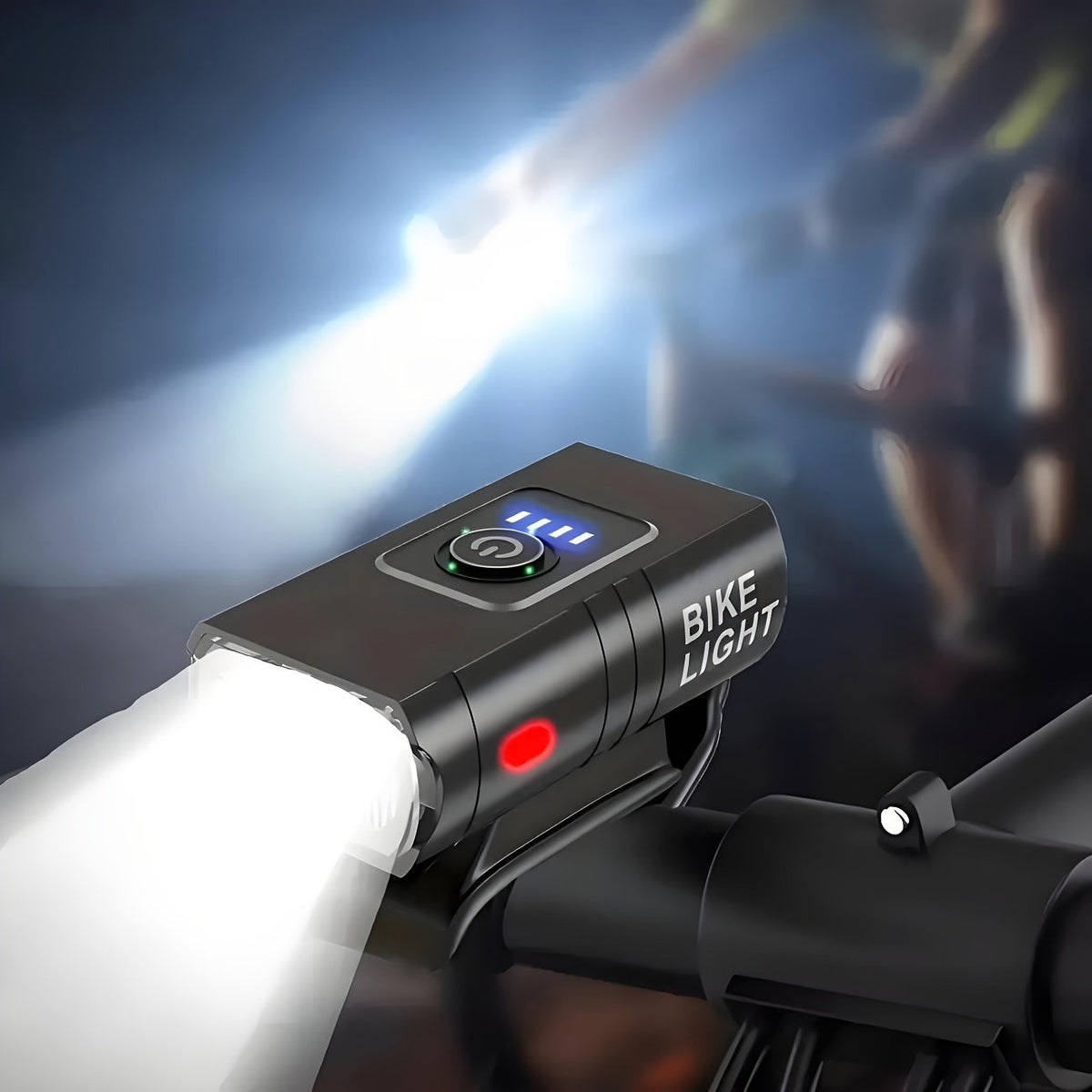 LED Bike Light Set USB-C Rechargeable 1500 Lumens – Front & Rear Bicycle Lights, 6+4 Modes, Waterproof, Power Display, Fast Charging, Safe Night Cycling Lights for Road and Mountain Bikes
