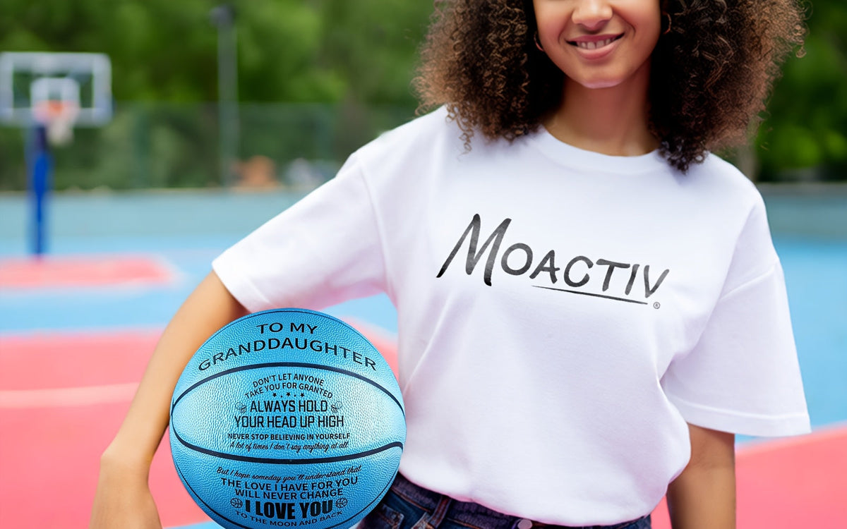 Engraved Basketball for Grandson & Son – Personalized Inspirational Size 7 Basketball with Pump, Motivational Gift for Birthday, Christmas, Anniversary, Blue Red Gold Black