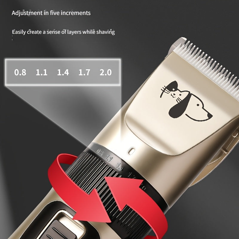 Professional High-Power Pet Grooming Clipper, Heavy-Duty Electric Dog and Cat Hair Trimmer for Large Breeds, Teddy Poodle Salon Use, Low Noise Corded Clipper, Golden