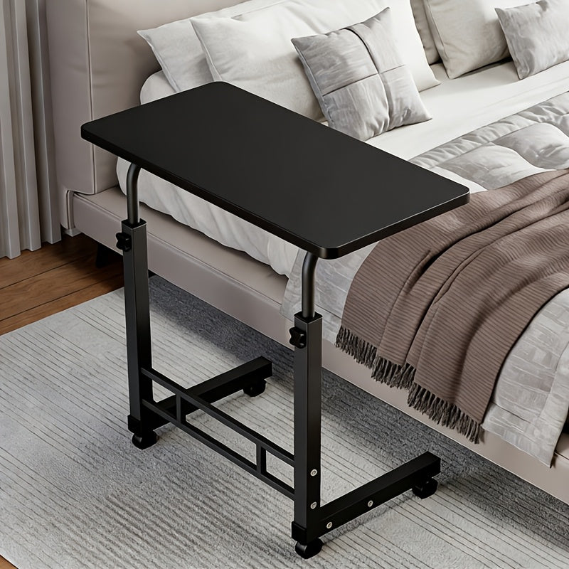 3-Tier Rolling Folding Desk with Wheels, Height-Adjustable and Expandable Desktop, Storage Shelf for Laptop, Study, Home Office, Bedroom, Living Room Computer Table