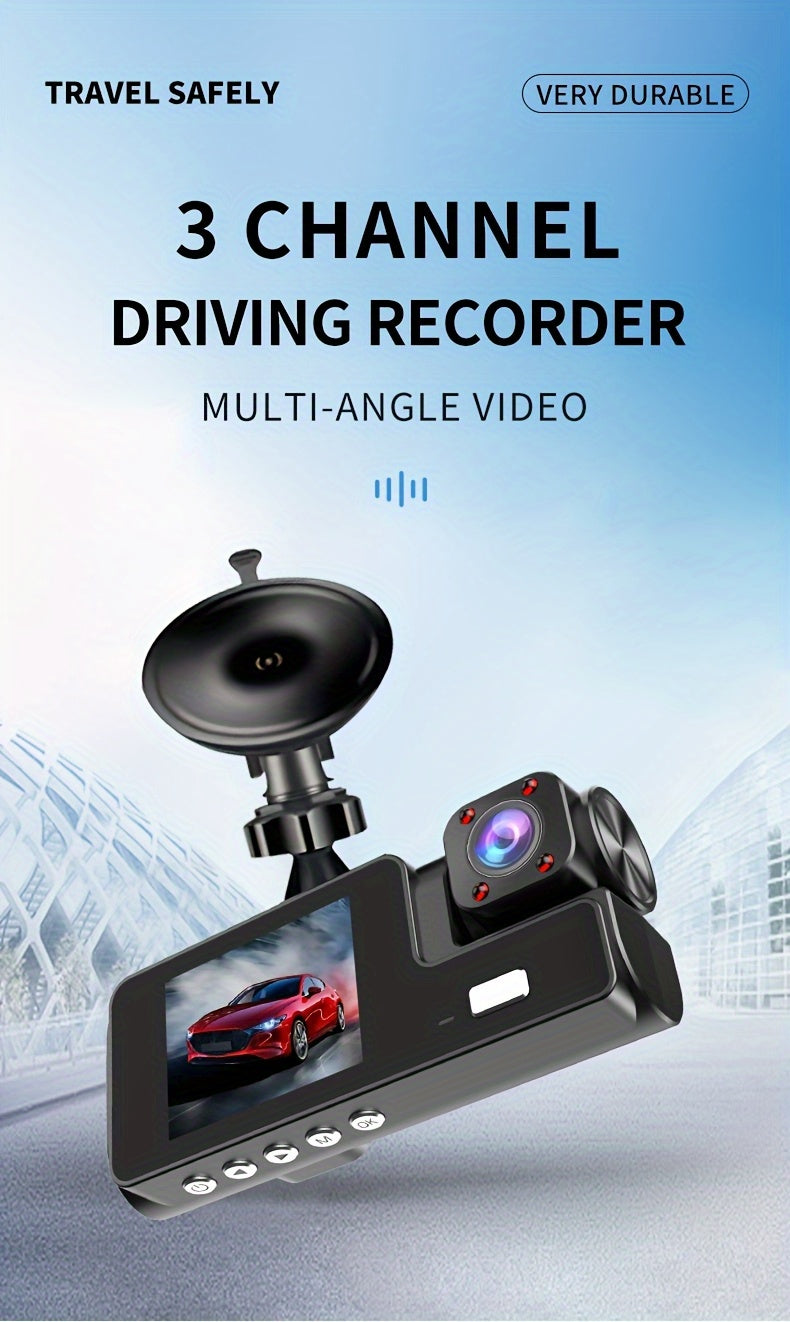 3-Channel Dash Cam, 4K Front + 4K Interior + 1080P Rear, includes Free 32GB Card, Night Vision, G-Sensor, Wide Angle, Real-Time Recording & Parking Monitor – Velora