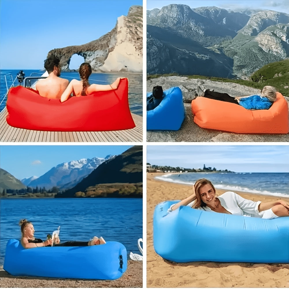 Foldable Inflatable Sofa Lounge Chair, Portable Lazy Air Sofa for Camping, Beach, Music Festivals, Outdoor Gatherings, Quick Inflation, for Adults, Purple, Blue, Green, Black, Red, Yellow, Orange
