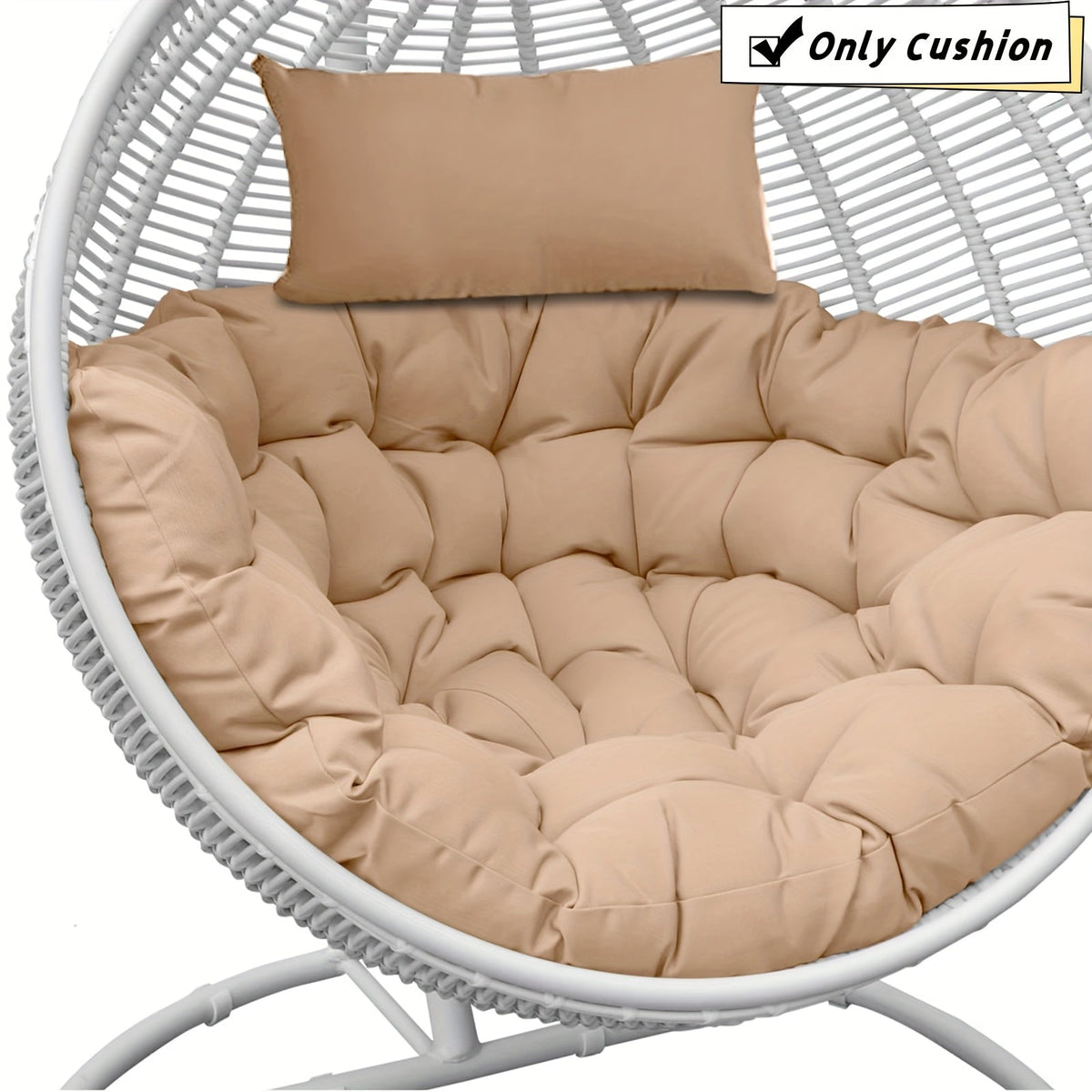 Egg Chair Cushion Only 45 In Thick Swing & Hammock Replacement Pad Water-Resistant 6D PP Cotton Removable Liner with Headrest Indoor & Outdoor Garden Patio – 8 Colors