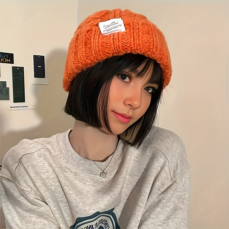 2 Pack Winter Knit Beanies for Women and Men, Candy-Colored Chunky Cable Knit Warm Hats with Ear Protection, Loose Fit Slouchy Beanie for Outdoor Streetwear in Cold Weather