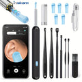 7-Piece Wireless Ear Wax Removal Kit with Camera & Light - 6 Ear Scoops, 6 Sleeve Accessories, iOS & Android Compatible - Safe & Easy Home Ear Cleaning - Black & White