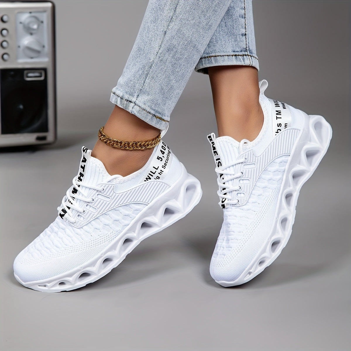 Women's Lightweight Breathable Mesh Thick-Sole Lace-Up Sneakers - Slip-On Casual Walking, Running, and Tennis Shoes, Available in 7 Colors, Sizes US 6-12.5, Trendy Versatile Workout Footwear