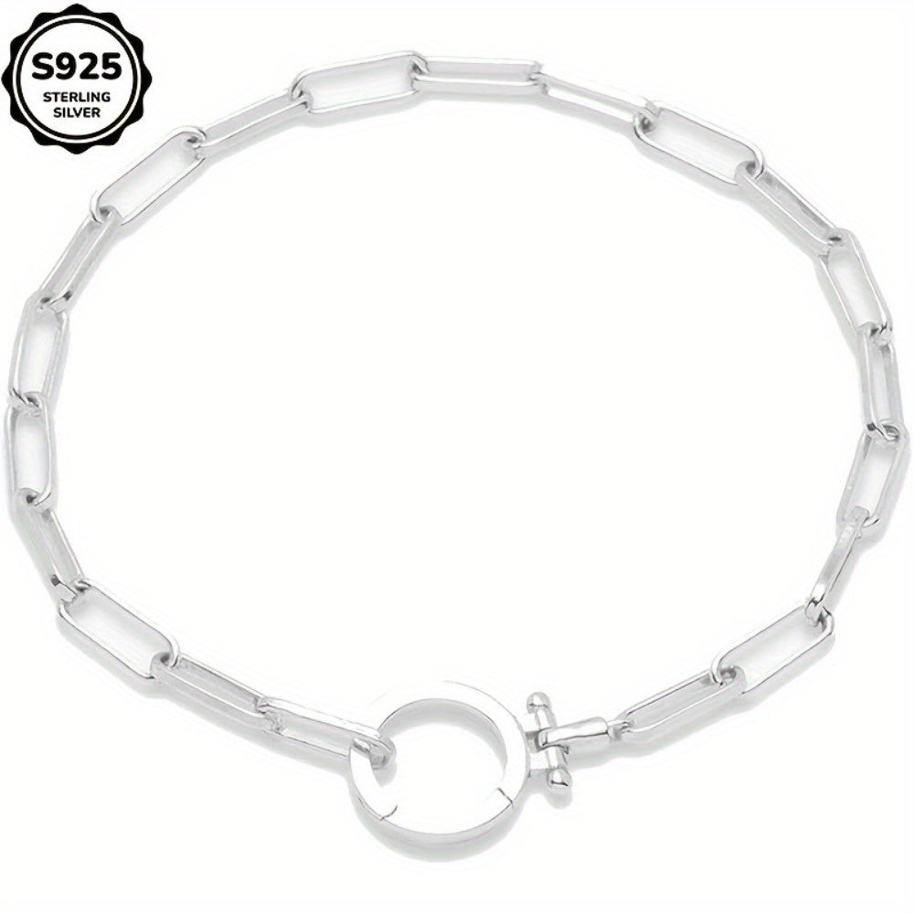 925 Sterling Silver Parker Link Bracelet for Women - Paperclip Chain Iconic Buckle Elegant Luxury Boho Bracelet Gift for Wife Mom Friend - Valentine's Day Christmas Birthday