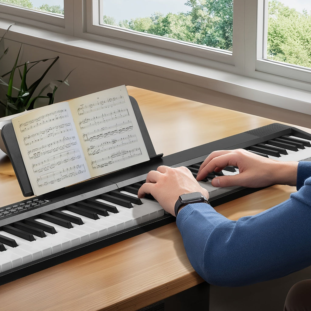 Glarry 88-Key Foldable Portable Electric Piano Keyboard – Full-Weighted Keys, 1000 Timbres & Rhythms, 150 Demo Songs, Metronome, Sustain Pedal & 420D Carry Bag Included, for Beginners & Musicians, White or Black – Nova Mart
