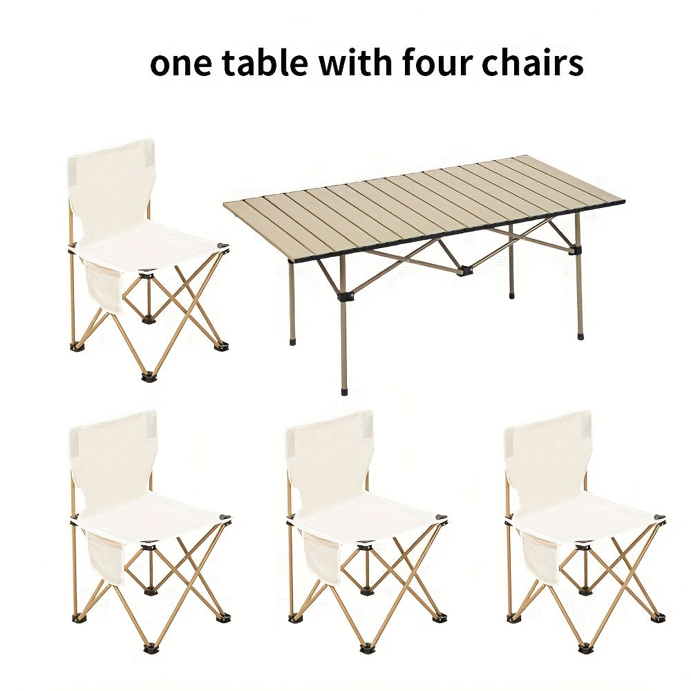 Portable Folding Moon Chair and Table Set, 2/3/5 Pieces, with Storage Bag for Beach, Camping, Fishing, Family BBQ, Picnic, Outdoor Hiking, Courtyard, Black/White