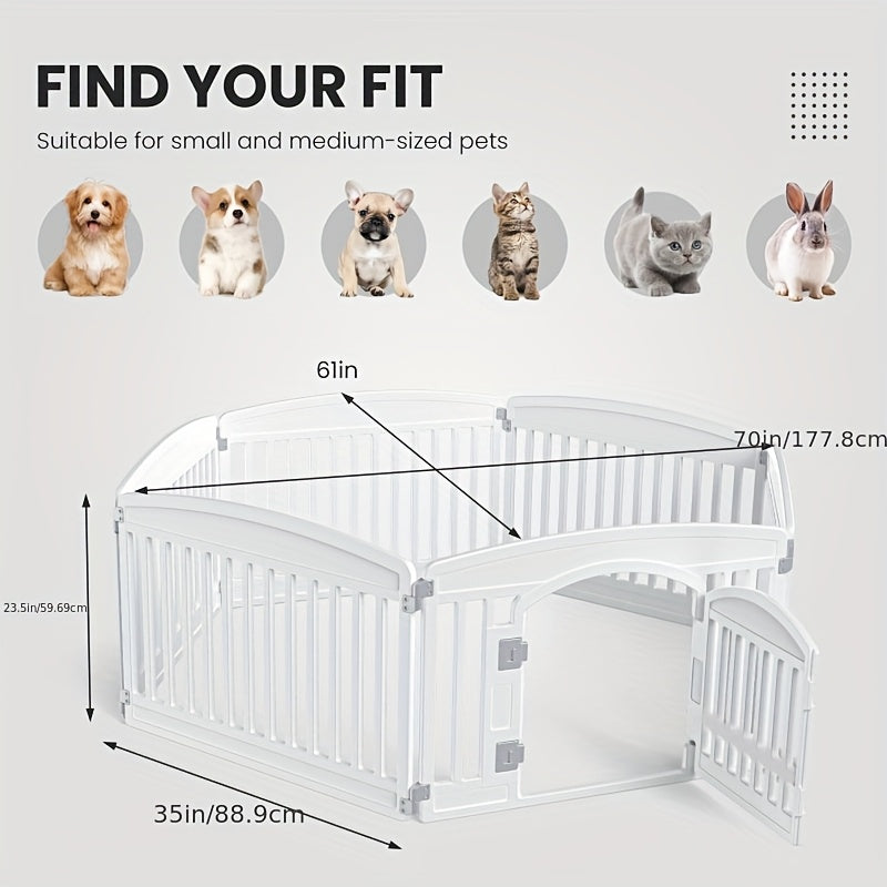 4 & 6 Panel Expandable Dog Playpen with Non-Slip Base, Portable Indoor/Outdoor Puppy Pen with Safety Locking Door for Medium Dogs – Black & White