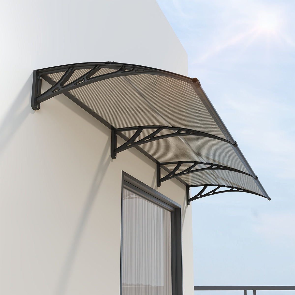 Polycarbonate Window Door Awning Canopy – UPF 50+ UV Rain Snow Sun Shade Cover for Patio Balcony Doorway in 21 Sizes & 4 Panel Colors