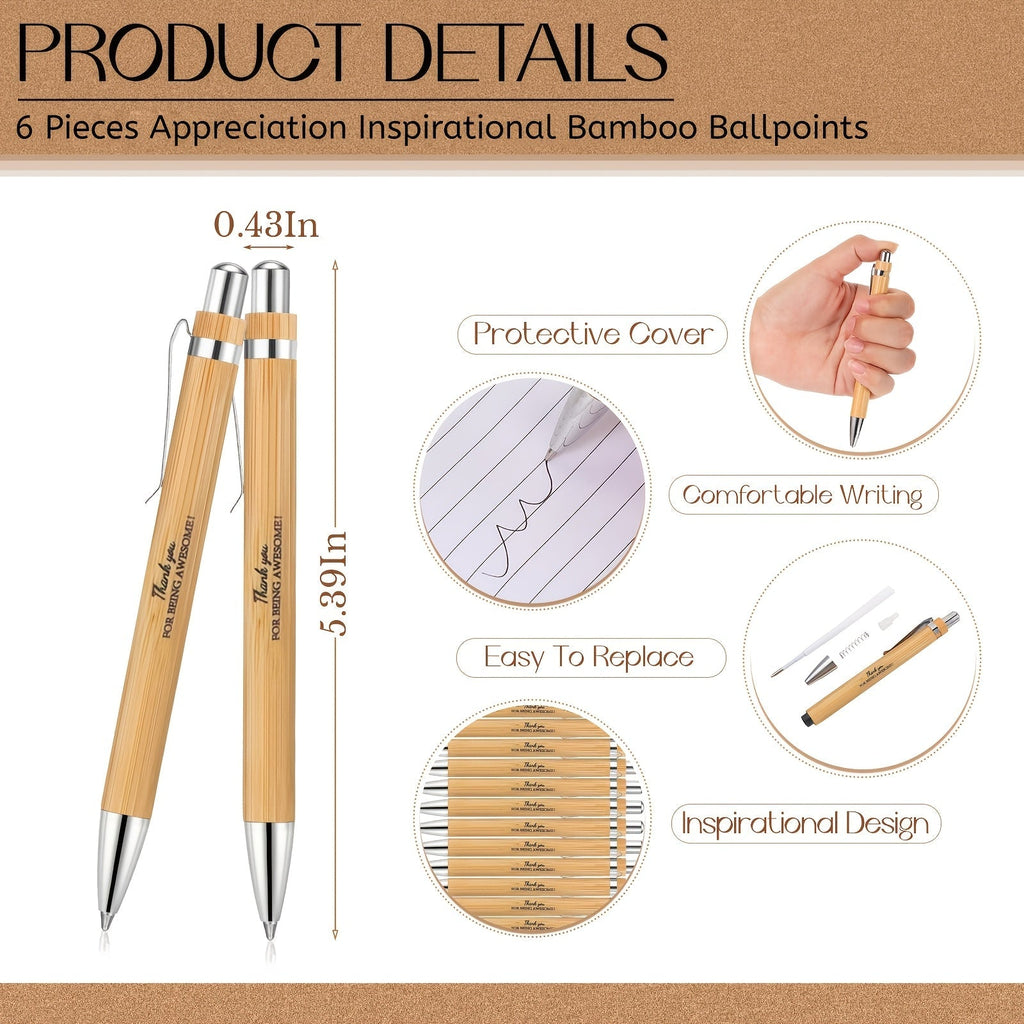 24-Piece Inspirational Gift Set: Bamboo Retractable Pen, Keychain, Gratitude Notebook, and Gift Bag – Bulk Appreciation Gifts for Employees, Teachers, Thanksgiving, and Christmas