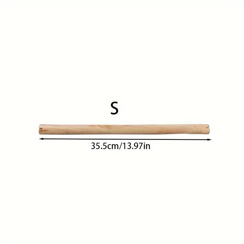 Natural Wood Parrot Perch for Bird Cage - Solid Wood Standing Pole with Slotted Ends for Chewing & Nail Trimming - Bird Cage Accessory for Parrots, Cockatiels, Conures, Budgies, and Lovebirds 35.5cm