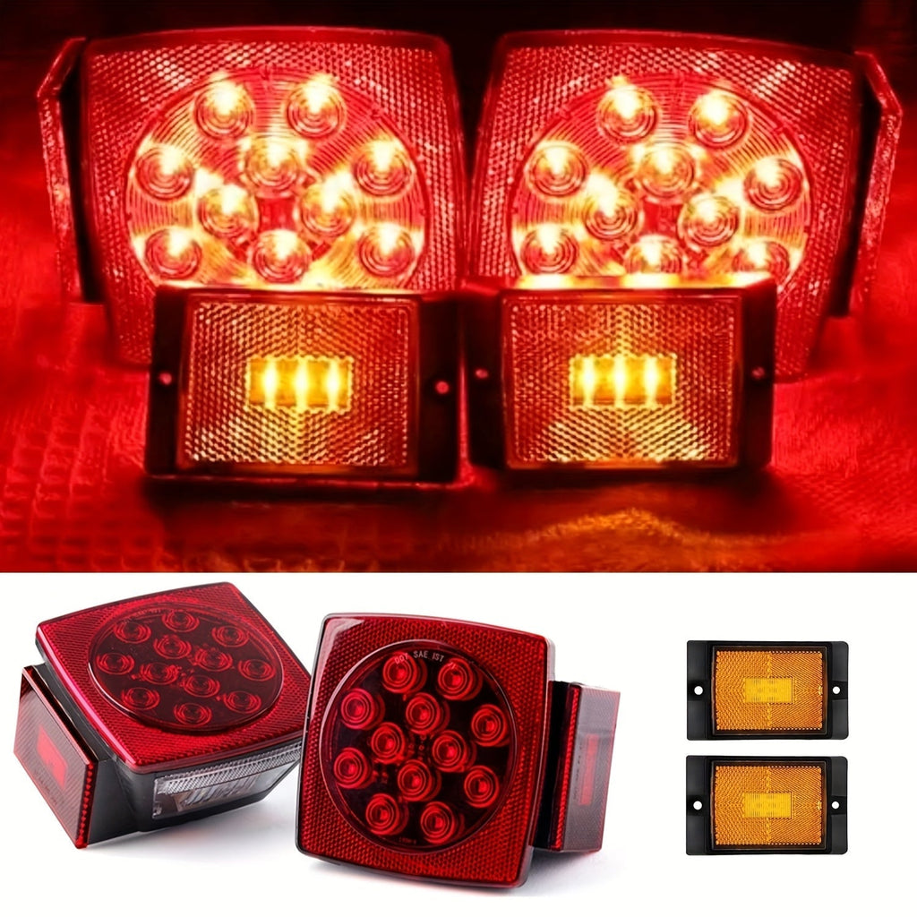 12V LED Trailer Light Kit with Wiring Harness – Submersible Waterproof Utility Trailer Lights for Boat, RV, and Truck, Complete Kit for Trailers Under 80 Inches, Corrosion Resistant