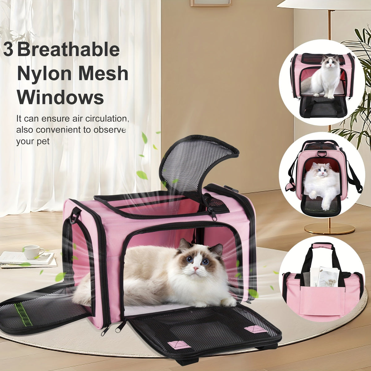 Airline Approved Soft-Sided Pet Carrier – TSA-Compliant Collapsible Travel Bag for Small Dogs, Cats & Kittens Under 15 lbs, Fits Under Airplane Seat