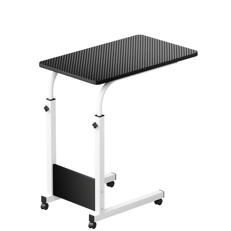 Height Adjustable Rolling Laptop Table with 4 Wheels & Dual Shelves – Mobile Workstation Desk for Bedside, Dorm, Office, and Living Room, Sturdy Steel Frame, Space-Saving Design