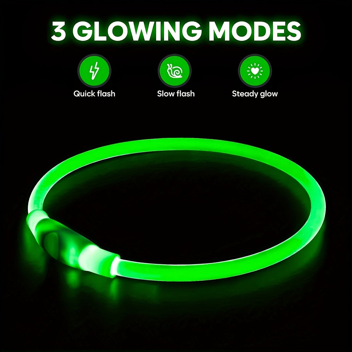 USB Rechargeable LED Dog Collar – 360° Glow Safety Collar with 3 Modes, Adjustable TPU Cuttable Collar for Small, Medium, and Large Dogs, Ideal for Night Walking, Running & Hunting
