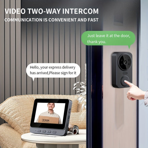 1080P Video Doorbell Camera with 4.3" IPS Display - No WiFi Needed, 120° Wide Angle, Night Vision, Two-Way Audio, SD Card Storage up to 256GB, Easy Wall Mount, Home Security Visual Doorbell