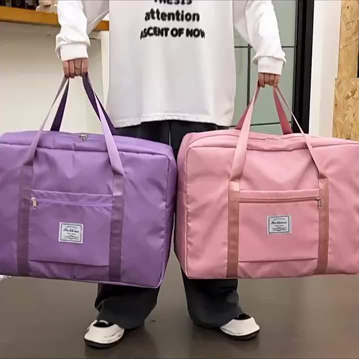 超大 17.7 加仑旅行托特包 – 便携式运动健身包，男女通用过夜及周末包 – 紫色、粉色加大号及黑色加大号