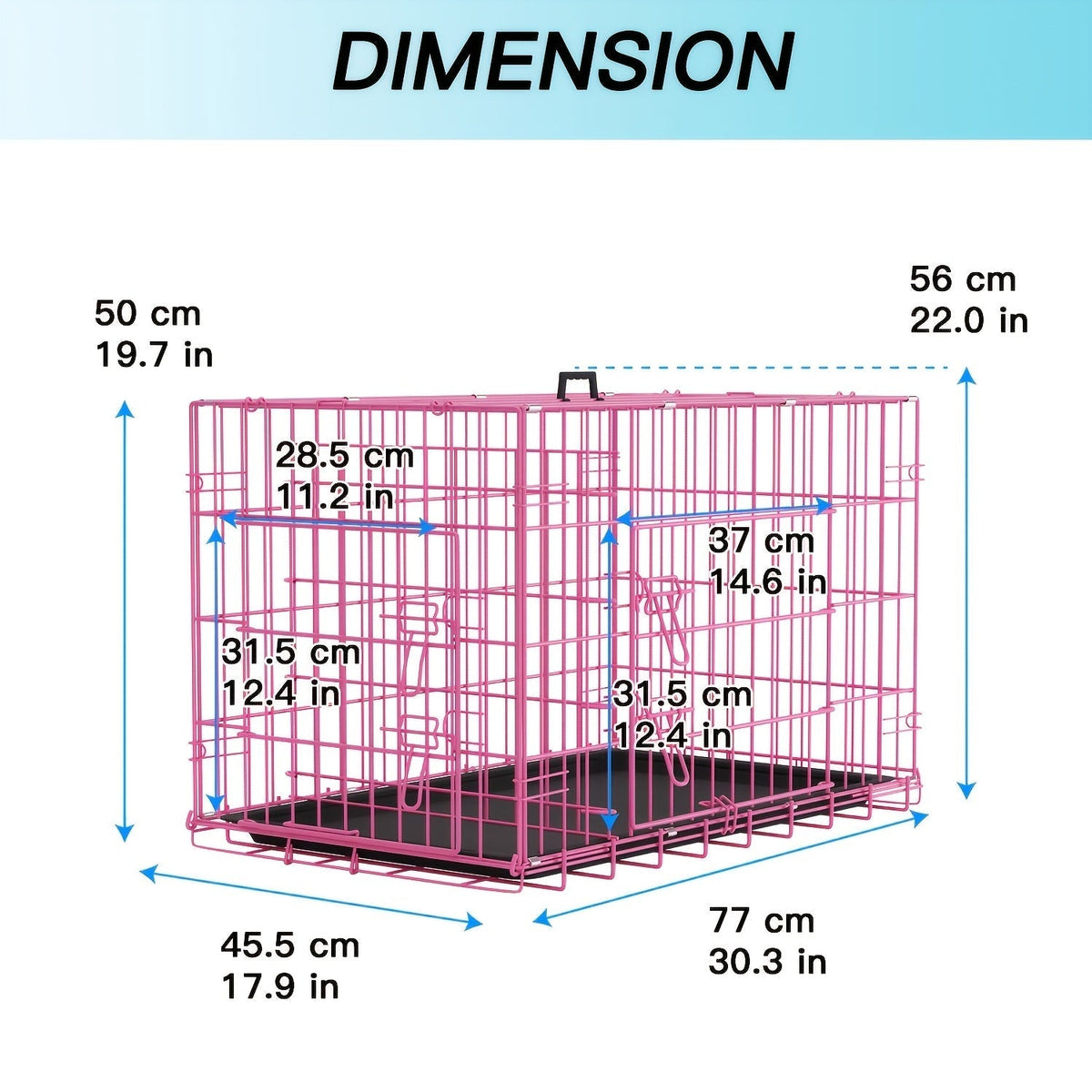 Foldable Metal Wire Dog Crate for Small Dogs & Rabbits – Adjustable Divider Panel, Leak-Proof Plastic Pan, Indoor Outdoor Pet Kennel for Chihuahuas, Toy Breeds, and Small Animals, Multiple Sizes
