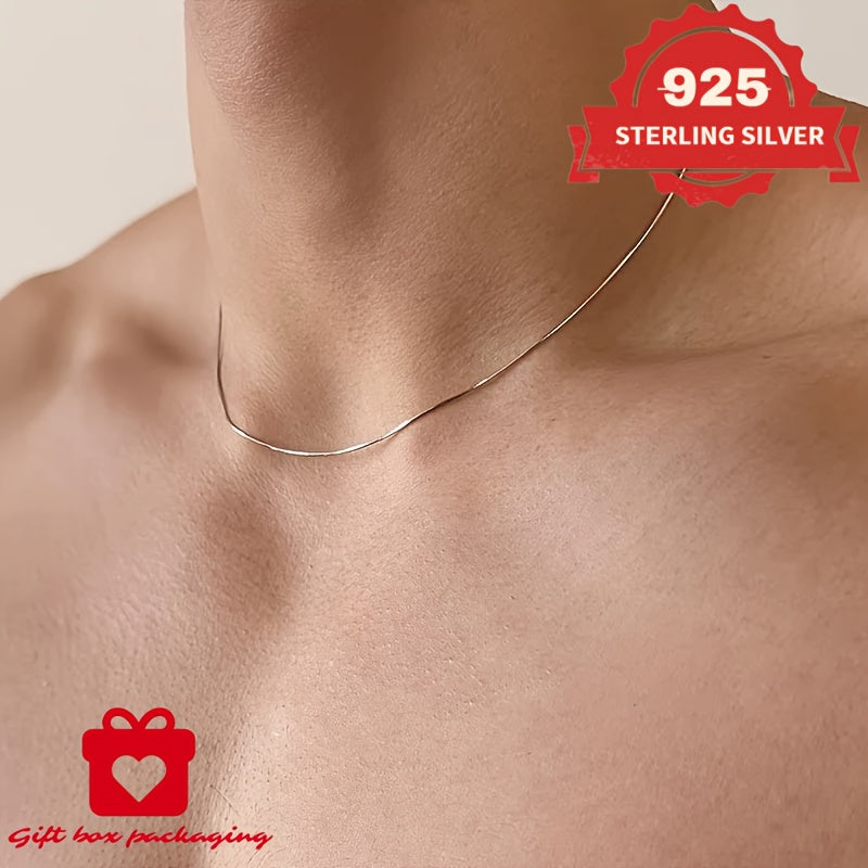 925 Sterling Silver 1mm Snake Chain Necklace Unisex – Handmade Round Snake Chain Lengths 16–24 Inches, Gift Box Included, Perfect for Daily Wear, Mother’s Day & Gifts for Him or Her