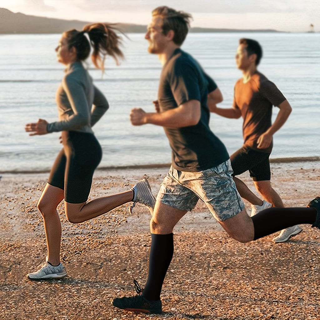 Copper Compression Socks 10 Pairs for Women & Men – Knee High Circulation Support Socks for Running, Cycling, Climbing, Athletic, and Daily Wear, S M L XL XXL, Black/Nude