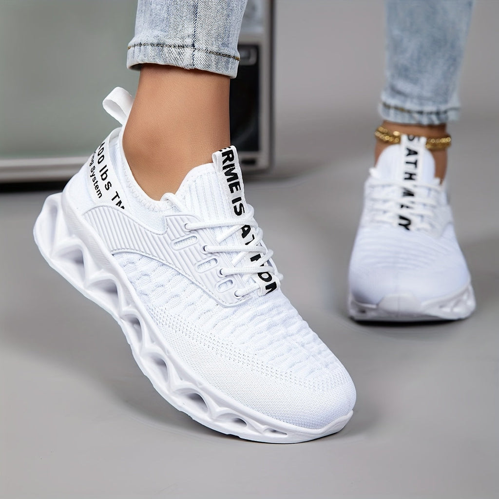Women's Lightweight Breathable Mesh Thick-Sole Lace-Up Sneakers - Slip-On Casual Walking, Running, and Tennis Shoes, Available in 7 Colors, Sizes US 6-12.5, Trendy Versatile Workout Footwear