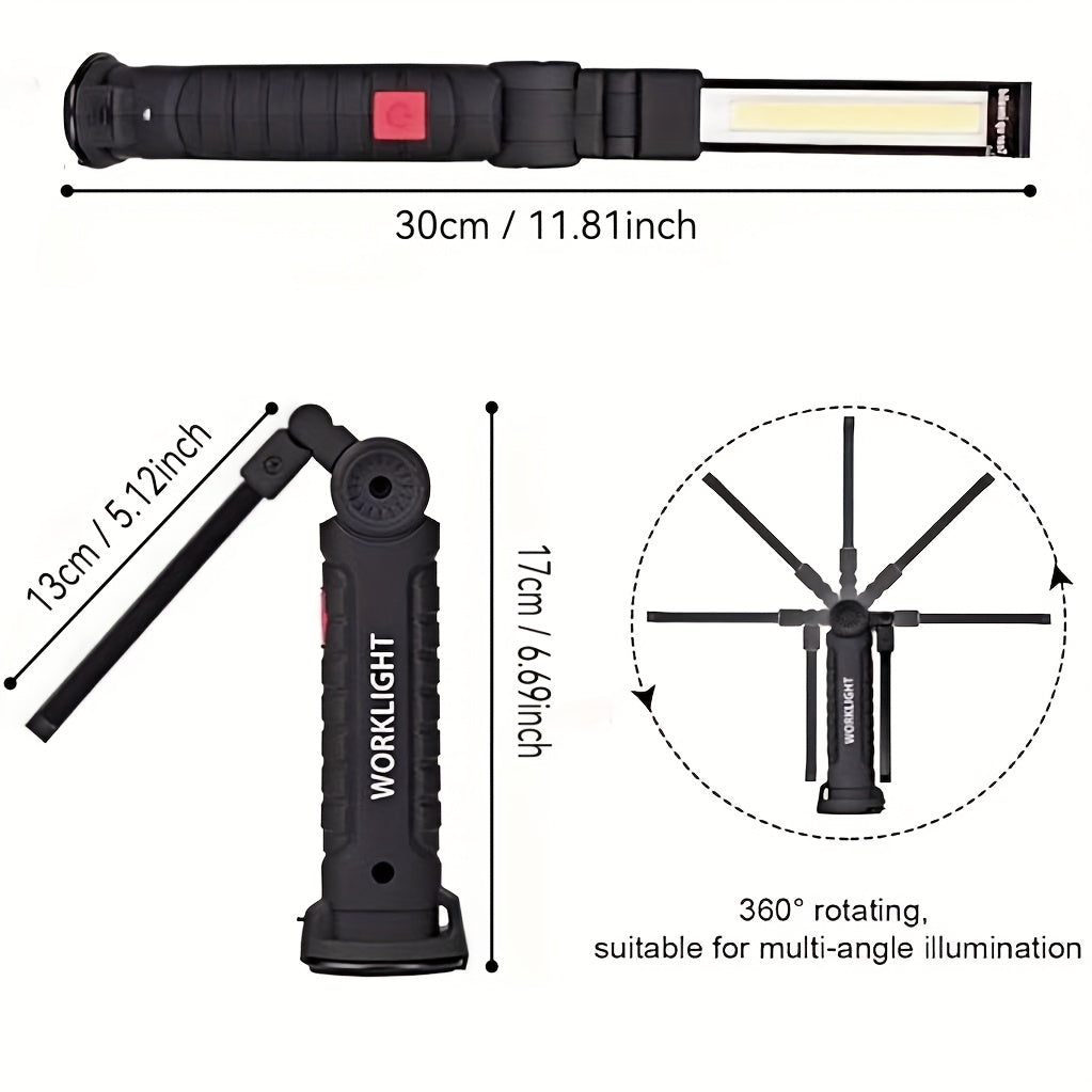 Rechargeable COB LED Work Light with Magnetic Base – 1000 Lumen Portable Camping Flashlight, 5 Modes, USB-C, Hanging Lamp for Garage, Yard, Emergency, and Outdoor Use, 2/3/4 Pack