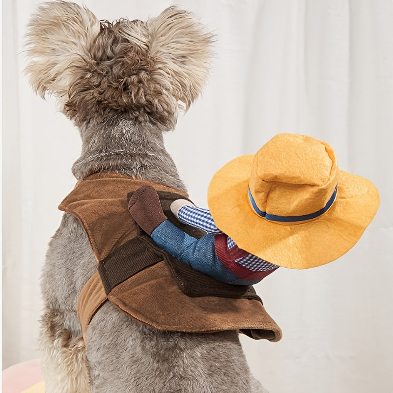 Halloween Dog Costume Cowboy Knight Riding Figure – Funny Quirky Transformation Pet Clothes for Golden Retrievers, Teddies & Medium to Large Dogs, Halloween Party Dog Outfit