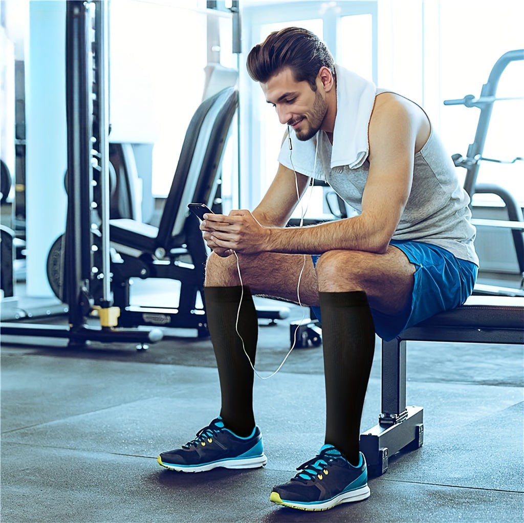 5 Pairs Copper Compression Socks for Women & Men – Black Athletic Support Socks for Running, Hiking, Cycling, and Travel, Sizes M-XL, Circulation & Pain Relief Compression Stockings
