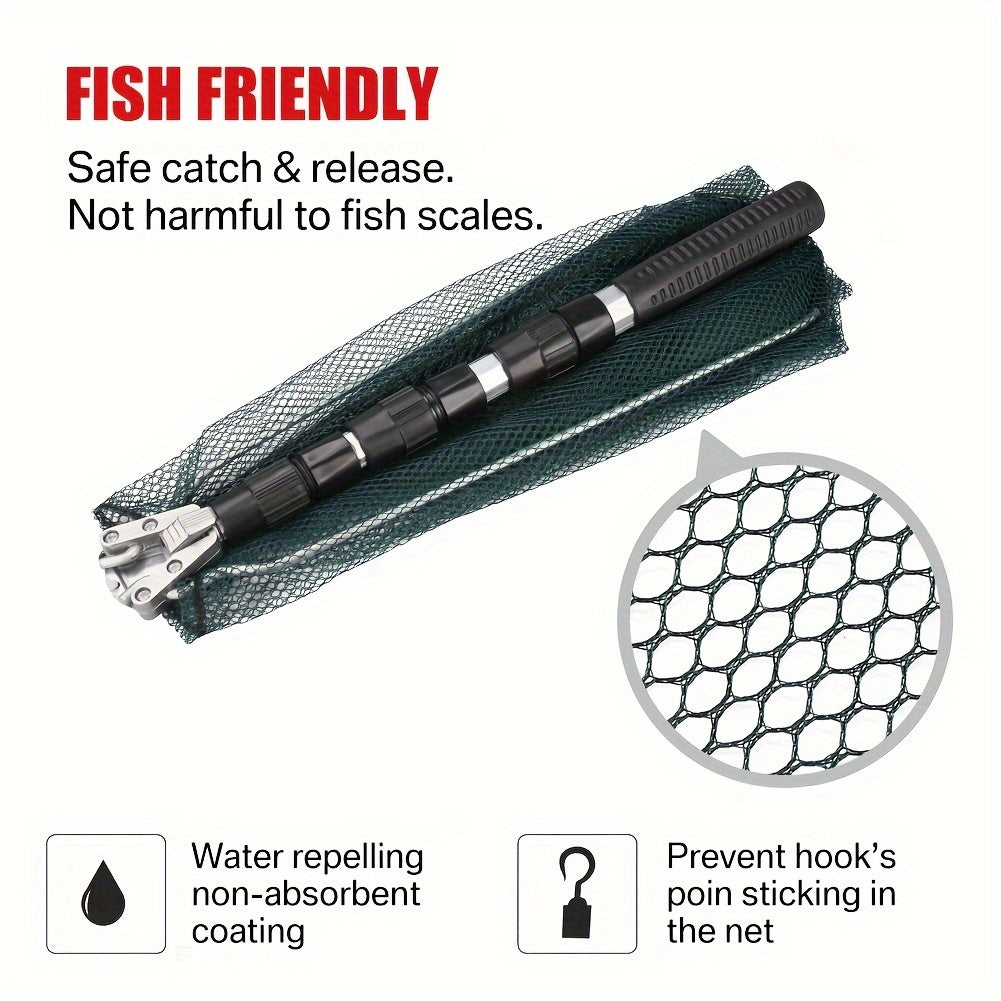 Foldable Fishing Landing Net with Telescoping Aluminum Alloy Pole – 3 Sizes 86CM 110CM 130CM, Collapsible Metal Net for Fish, Crab, Crayfish, and Shrimp, Portable Fishing Gear