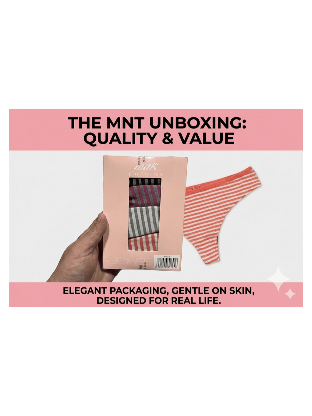 MNT 4-Pack Women's Cotton Thong Panties - Breathable Striped G-String, Soft Stretch, Low Rise - Petite M & L - Mixed Colors