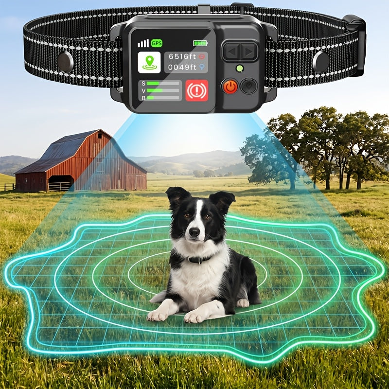 GPS Wireless Dog Fence System - Invisible Boundary, Rechargeable GPS Collar, 3 Training Modes, No Subscription - Medium & Large Dogs, Yard, Farm & Outdoor - Black & Orange