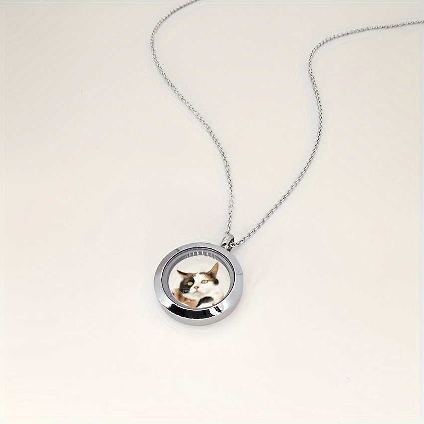 Custom Pet Fur Keepsake Necklace with Photo - Personalized Dog & Cat Hair or Tooth Memorial Storage Pendant, Unique Pet Loss Gift & Personalized Pet Jewelry (Silver, Rose Gold, or Black)