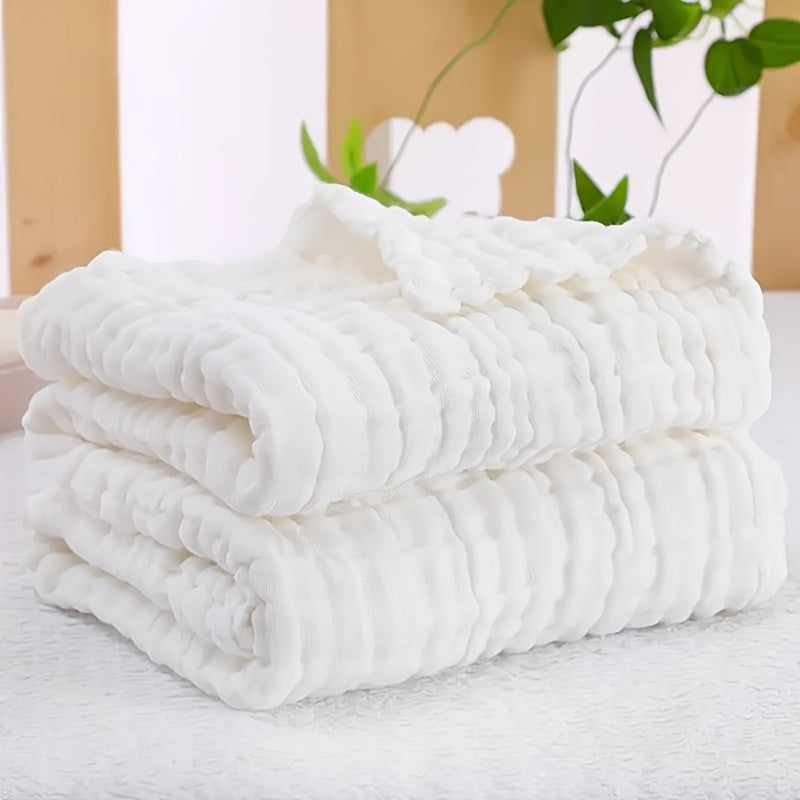 6-Layer Muslin Gauze Baby Bath Towel Blanket, Ultra-Soft Absorbent Bubble Gauze Wrap for Newborn Infant, Skin-Friendly Pure Cotton Swaddle Towel for Boys & Girls