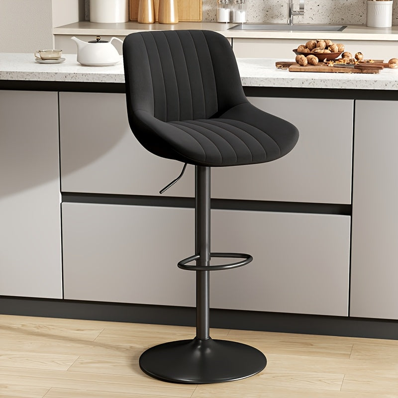 Adjustable Swivel Upholstered Counter Height Bar Stool with Back & Footrest – Kitchen Island Counter Chair in 6 Colors (Set of 1 2 3 or 4)