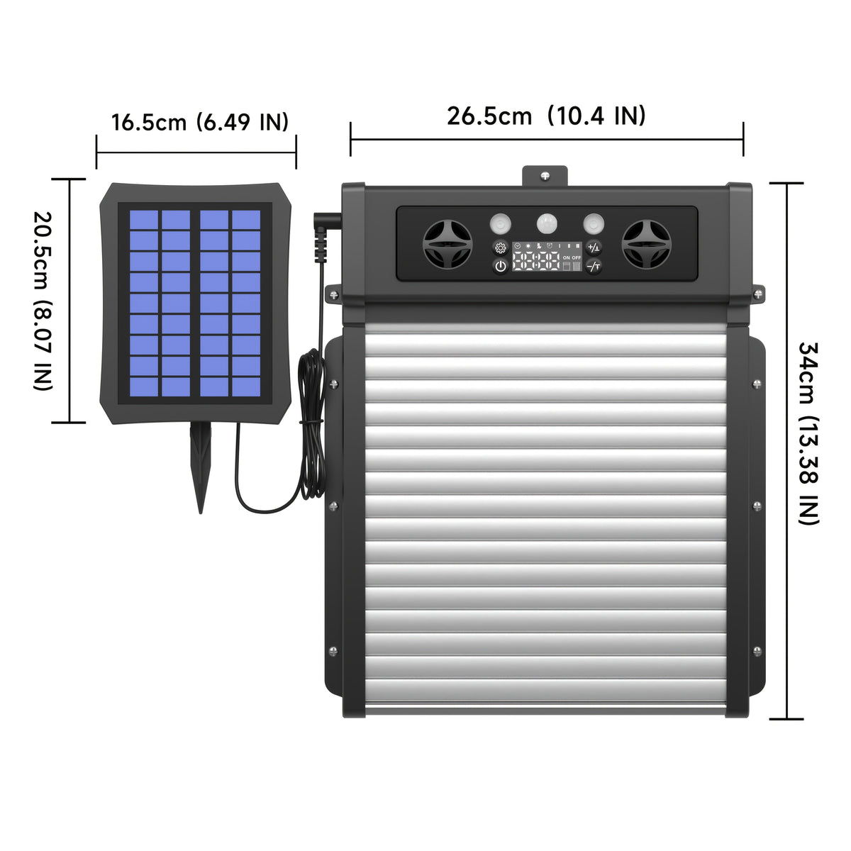Automatic Chicken Coop Door, Solar Powered with Timer & Light Sensor – Aluminum Alloy Anti-Pinch Design, featuring a 4000mAh Battery, Solar Panel, and Remote Control for Poultry Management