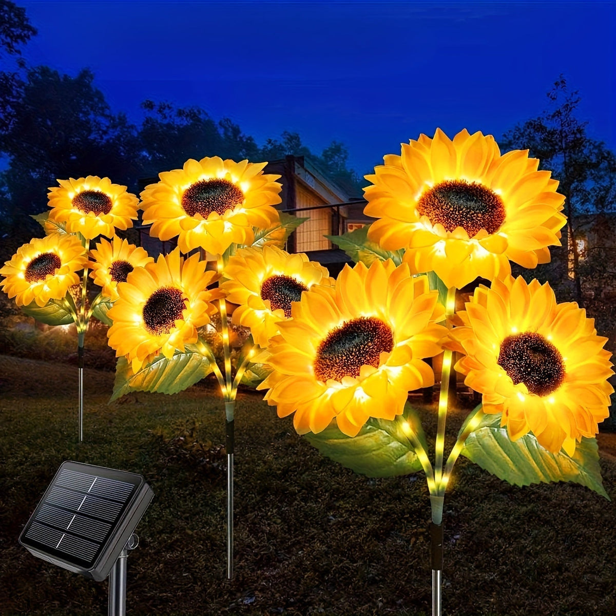 Solar Sunflower Garden Lights Outdoor Waterproof Decorative Stake Lights for Pathway, Lawn, Patio, Yard, Flower Bed, Auto On/Off, Solar-Powered Garden Decor Gift (1 or 2 Pack)