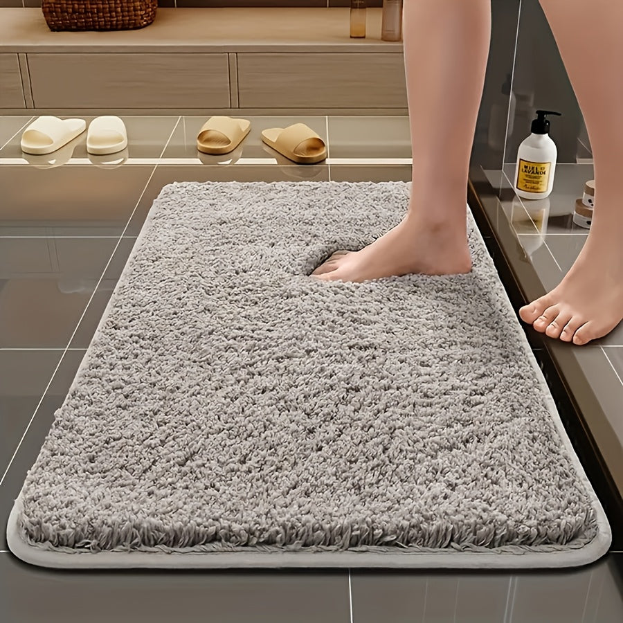 Long Plush Super Absorbent Bath Mat - Non-Slip, Ultra-Soft & Anti-Fall Bath Carpet for Bathtub, Shower & Bathroom - 3 Sizes - Grey, Black, Beige, Dark Blue, Royal Blue & Pink