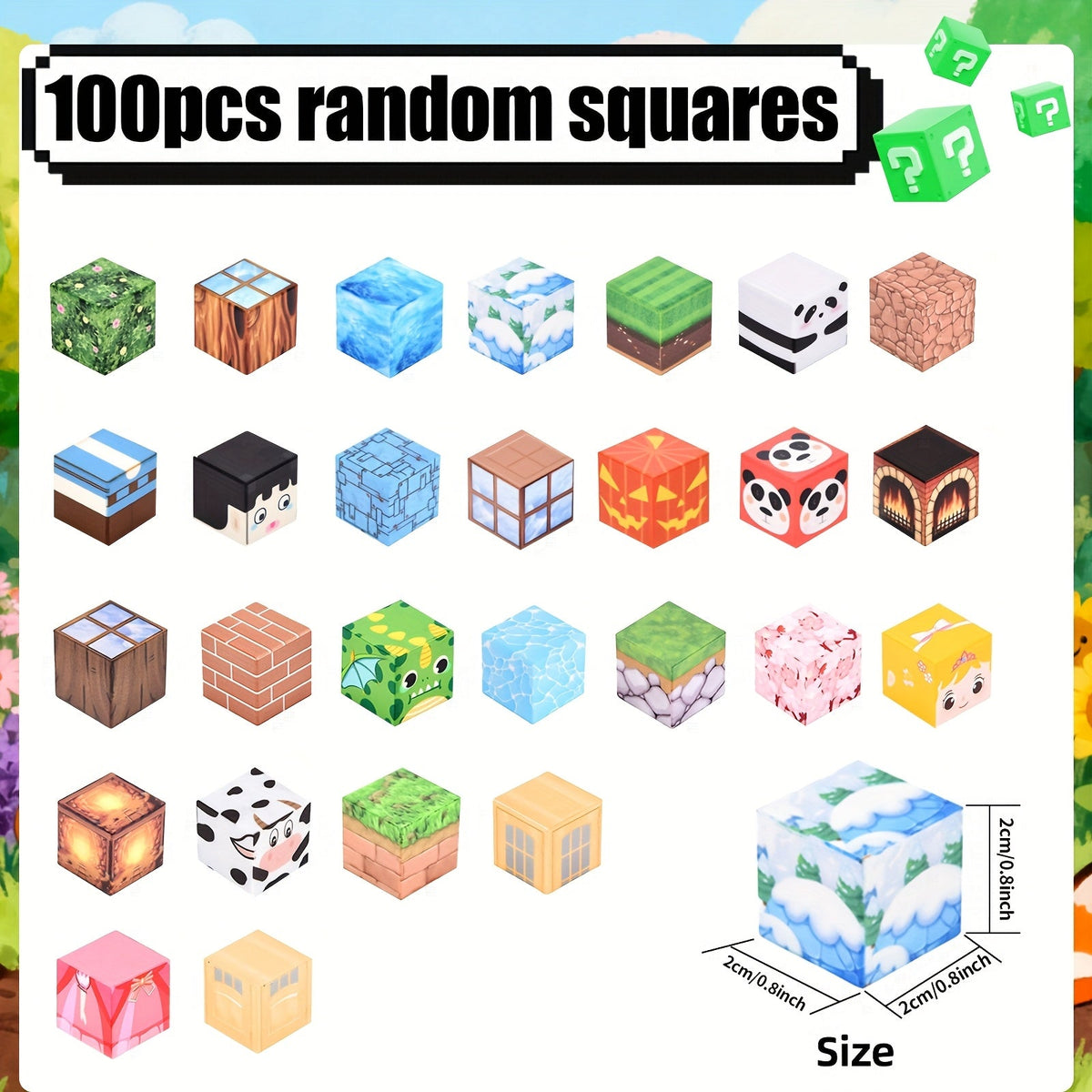 100pcs Magnetic Building Blocks Set, Creative Cube Tiles STEM Construction Toy for Kids Boys Girls, Colorful Magnet Building Kit Birthday Christmas Halloween Winter Gift Ages 6+