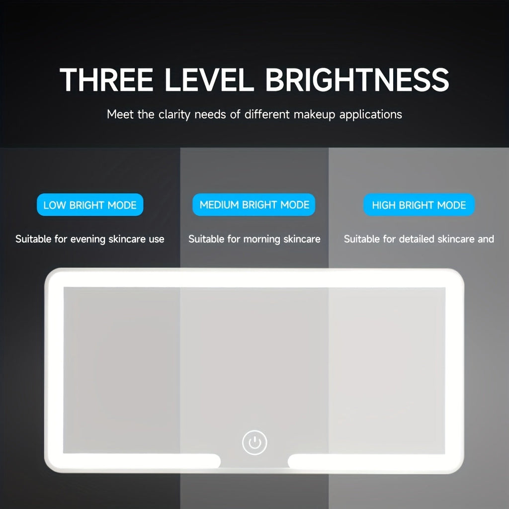 Rechargeable Ultra-Thin LED Car Visor Vanity Mirror, 3 Light Modes Lighted Makeup Mirror for Car, Truck, SUV, Low-Voltage Sun Visor Mirror, Gift for Women, White