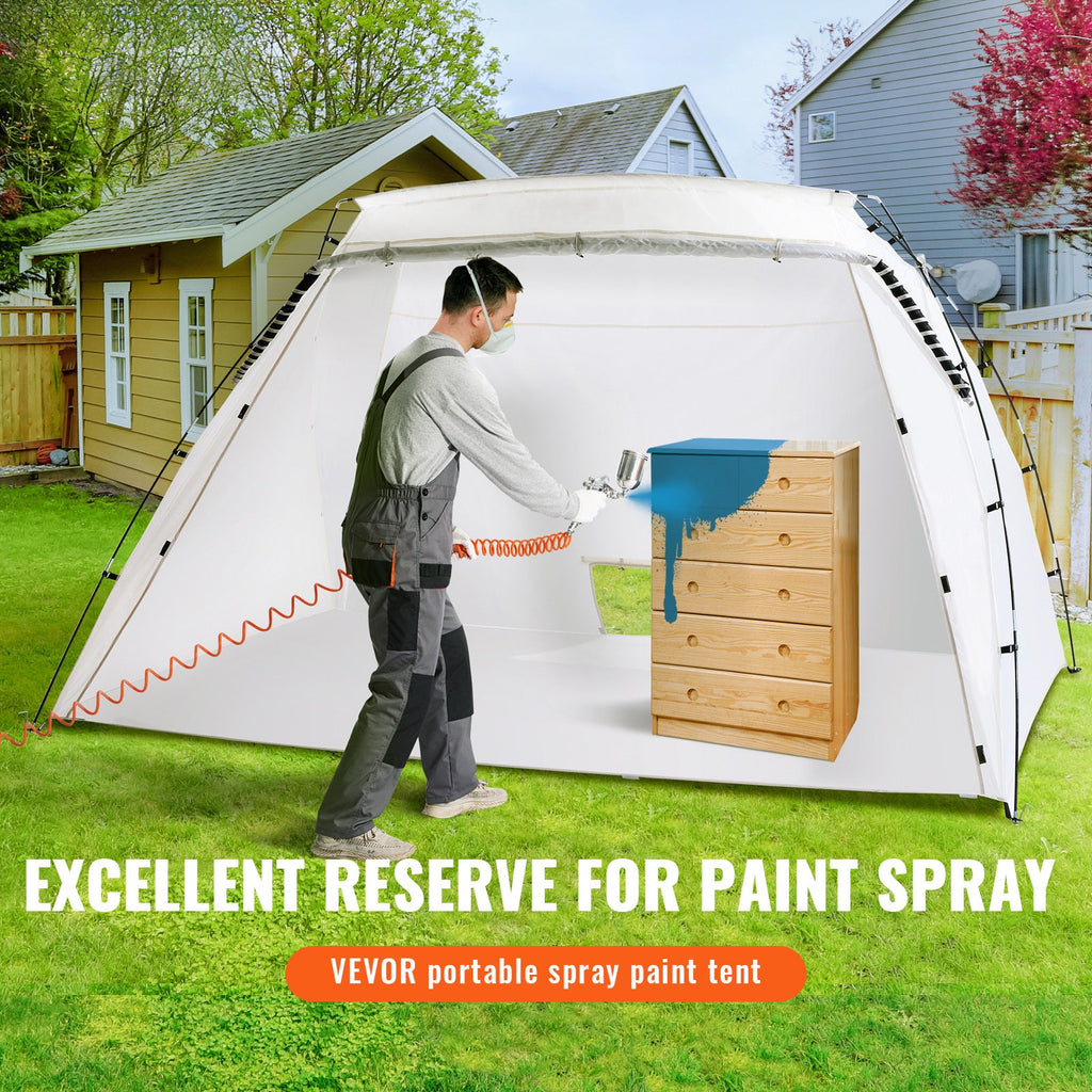VEVOR Portable Spray Paint Booth Tent - 120"×84"×72" (7.5×5.2×5.2 ft), Pop-Up Paint Shelter, Vented, Stakes & Ropes Included - Furniture, Crafts, Airbrush & DIY Painting